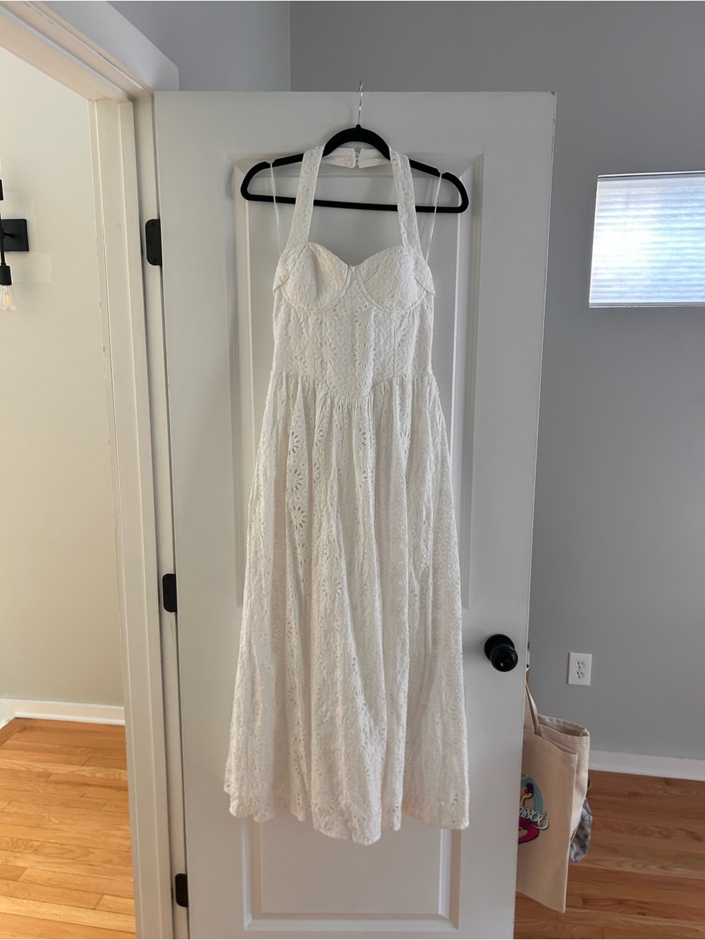 Line & Dot White Eyelet Halter Midi Dress - Picture 2 of 5